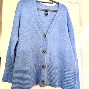 GAP Women's Sky Blue V-Neck Button Front Cardigan